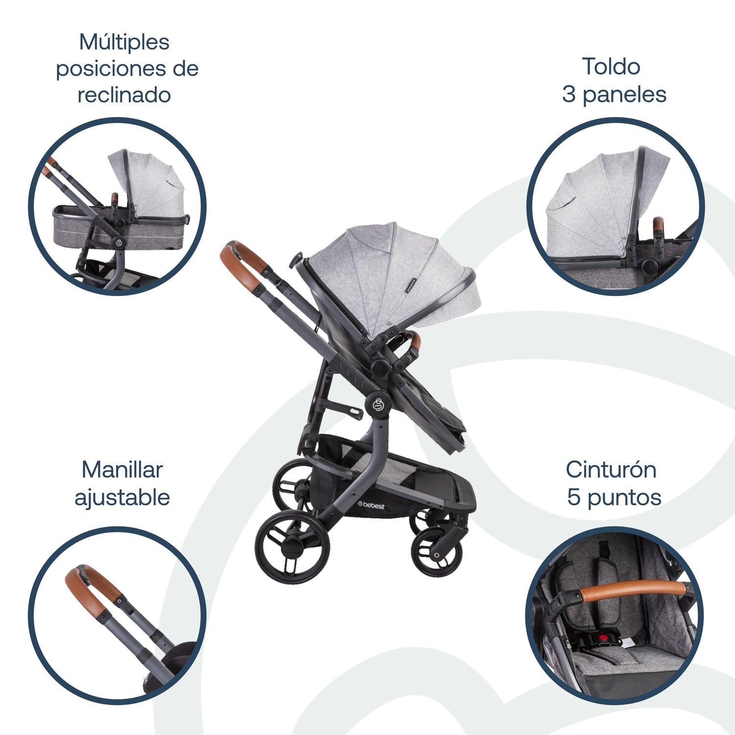 Coche Cuna travel system Taurus Gris