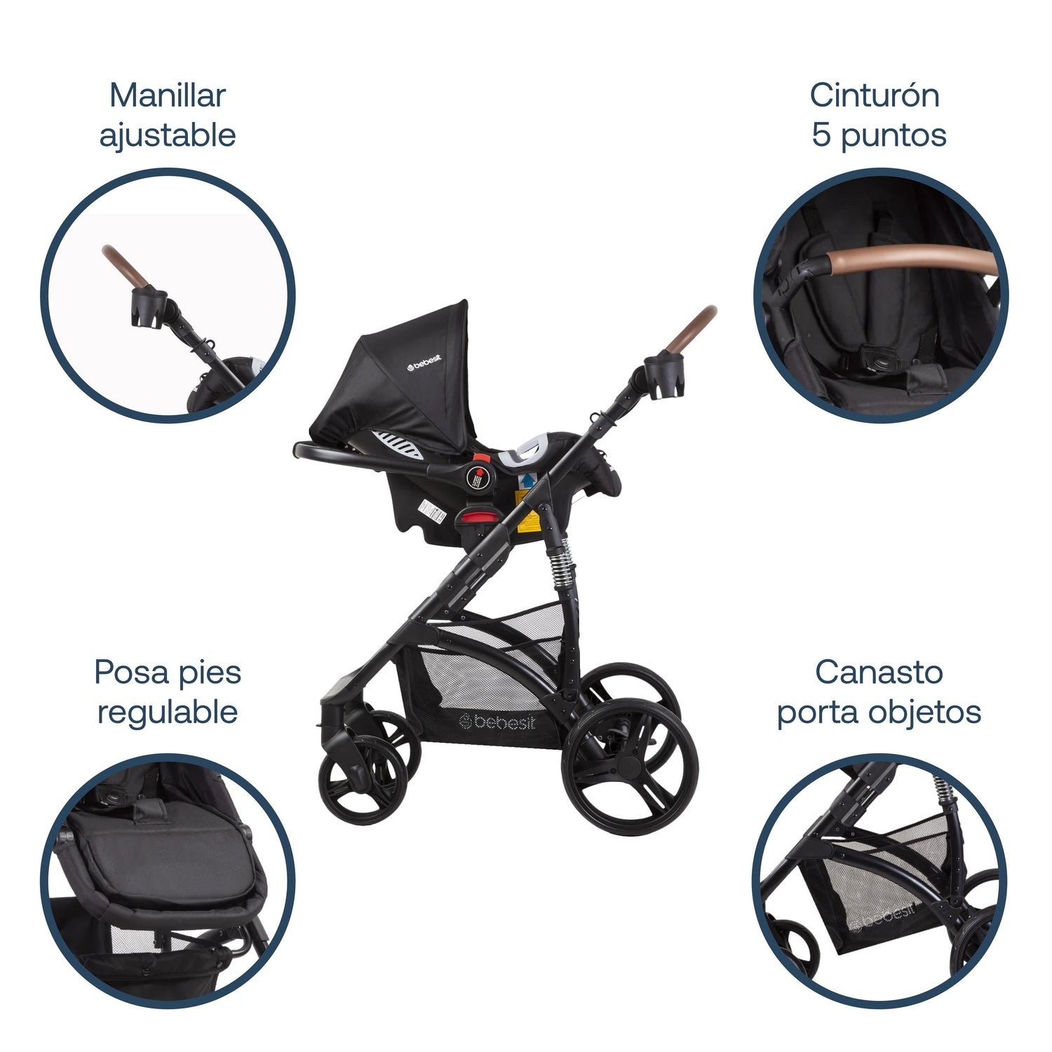 Coche Cuna Travel System Quest LX Negro