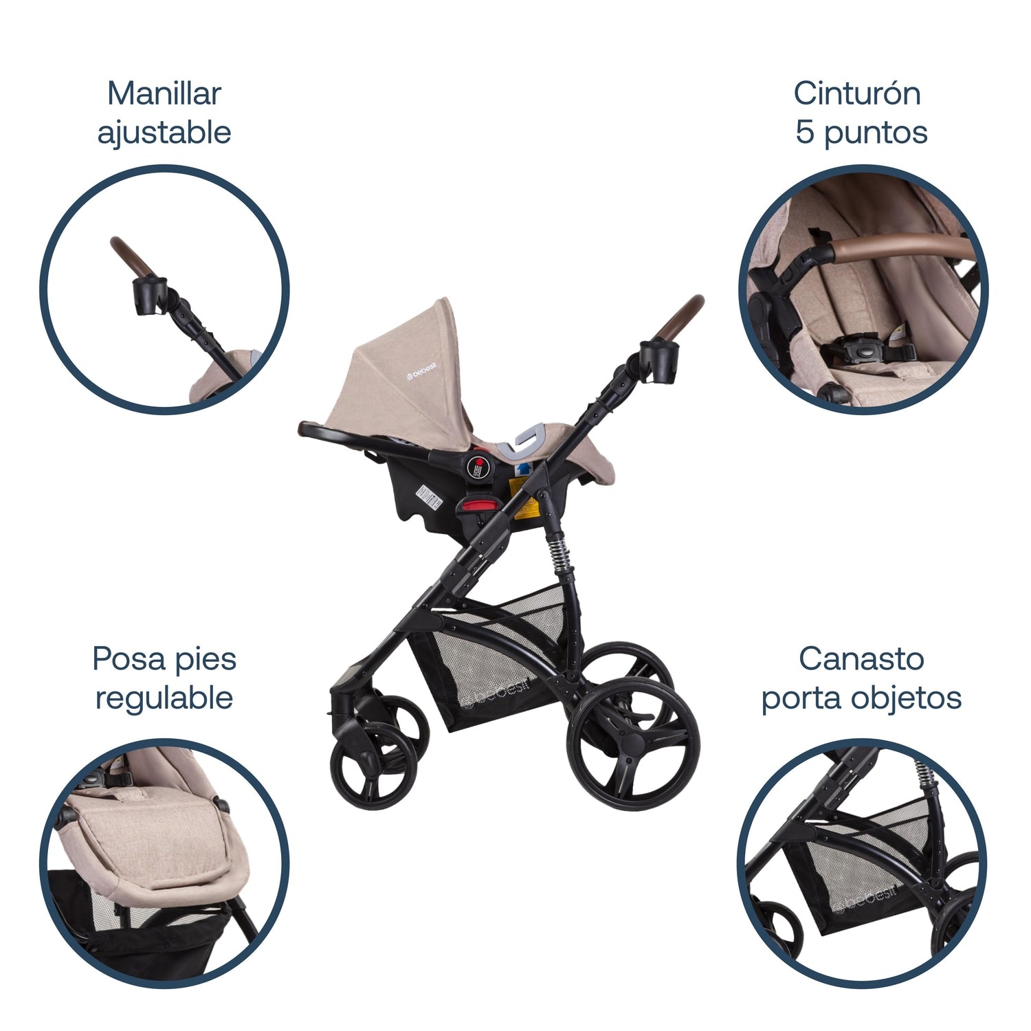 Coche Cuna Travel System Quest LX Beige