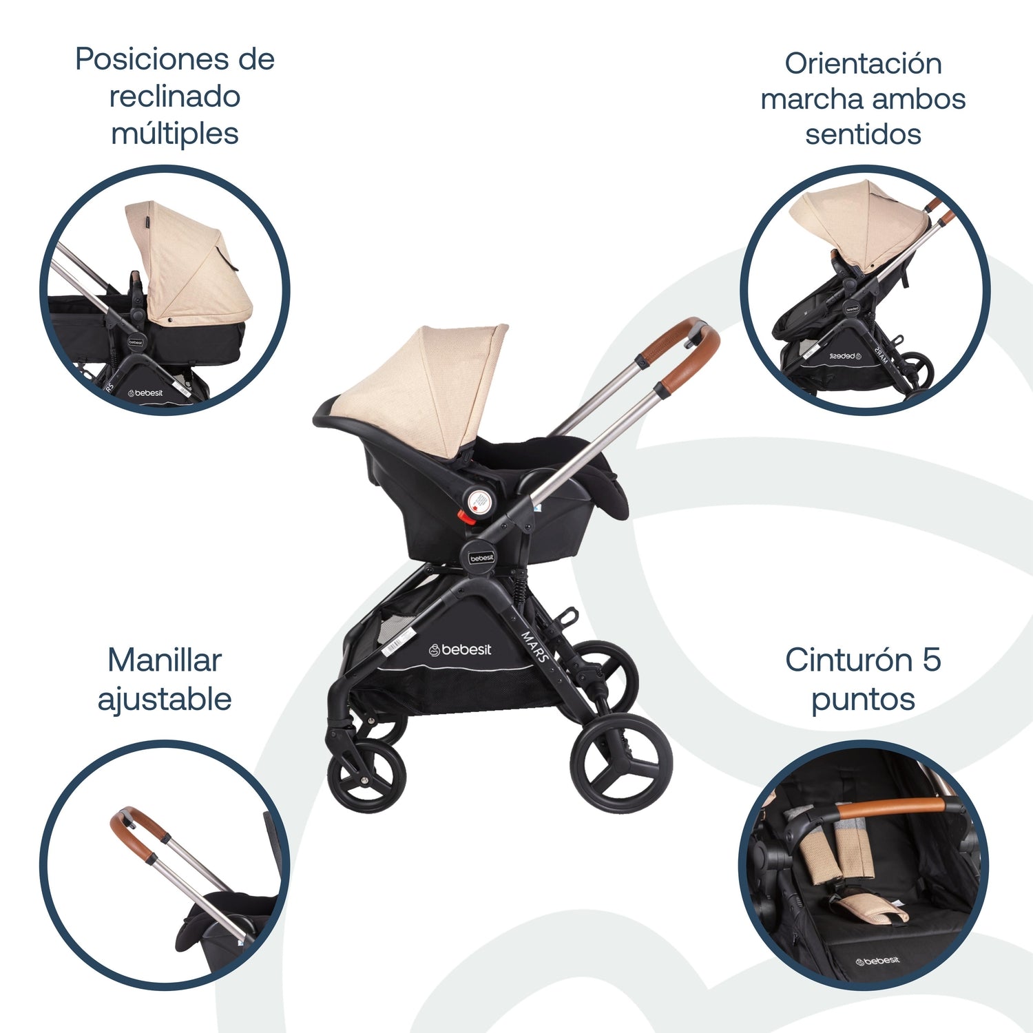 Coche Cuna travel system Mars LX Beige