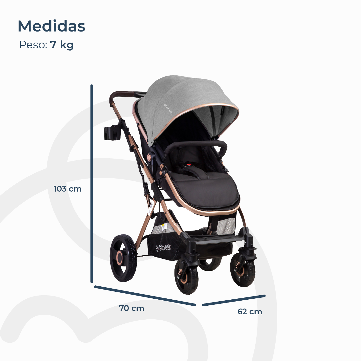 Coche Cuna Paseo Vox Gold Gris