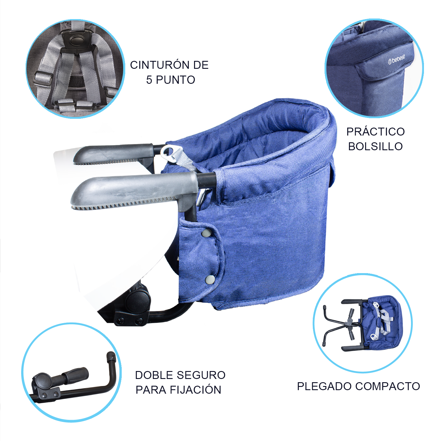 Silla de Comer Eat & Bear Azul Sujeción de Mesa Portable