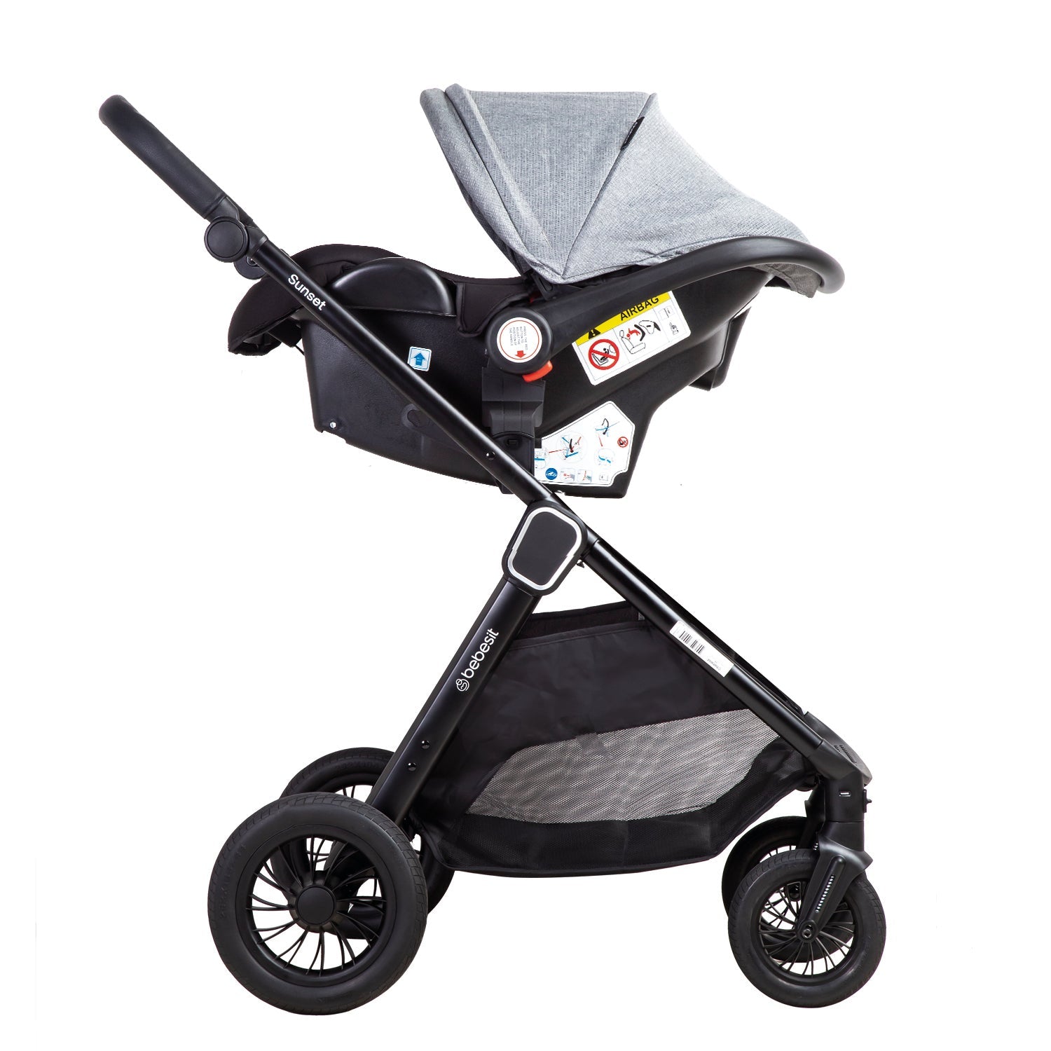 Coche Cuna Travel System Isofix Sunset Premium Gris Bebesit