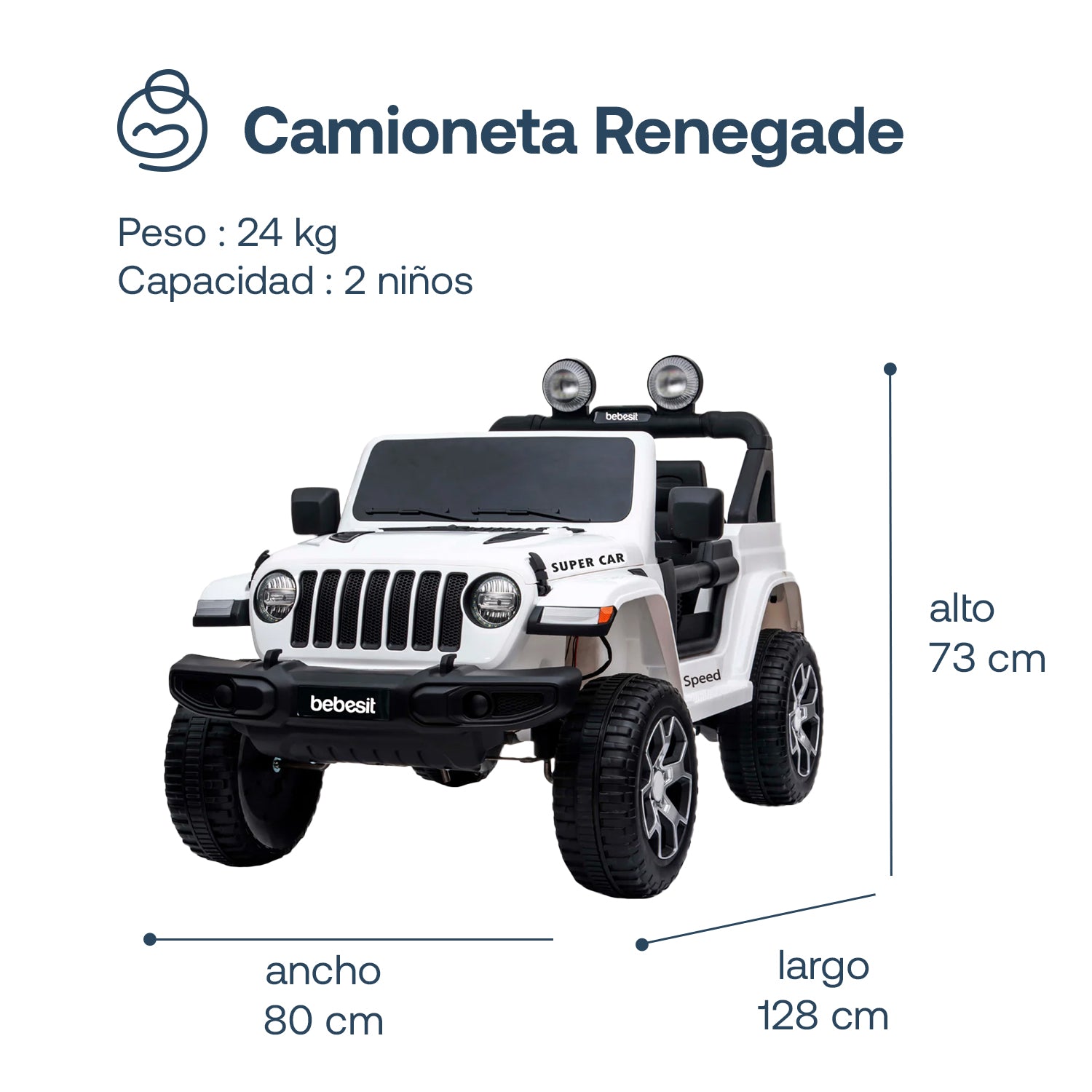 Camioneta Eléctrica Renegade Blanco Bebesit