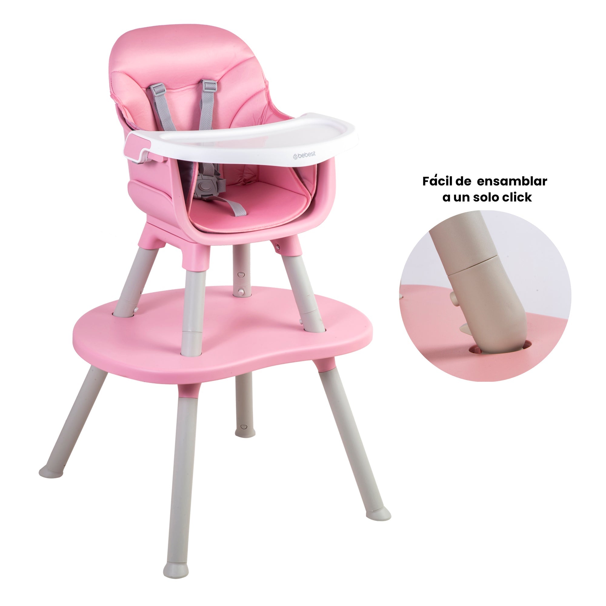 Silla de Comer Baby Desk 4 en 1 Rosado