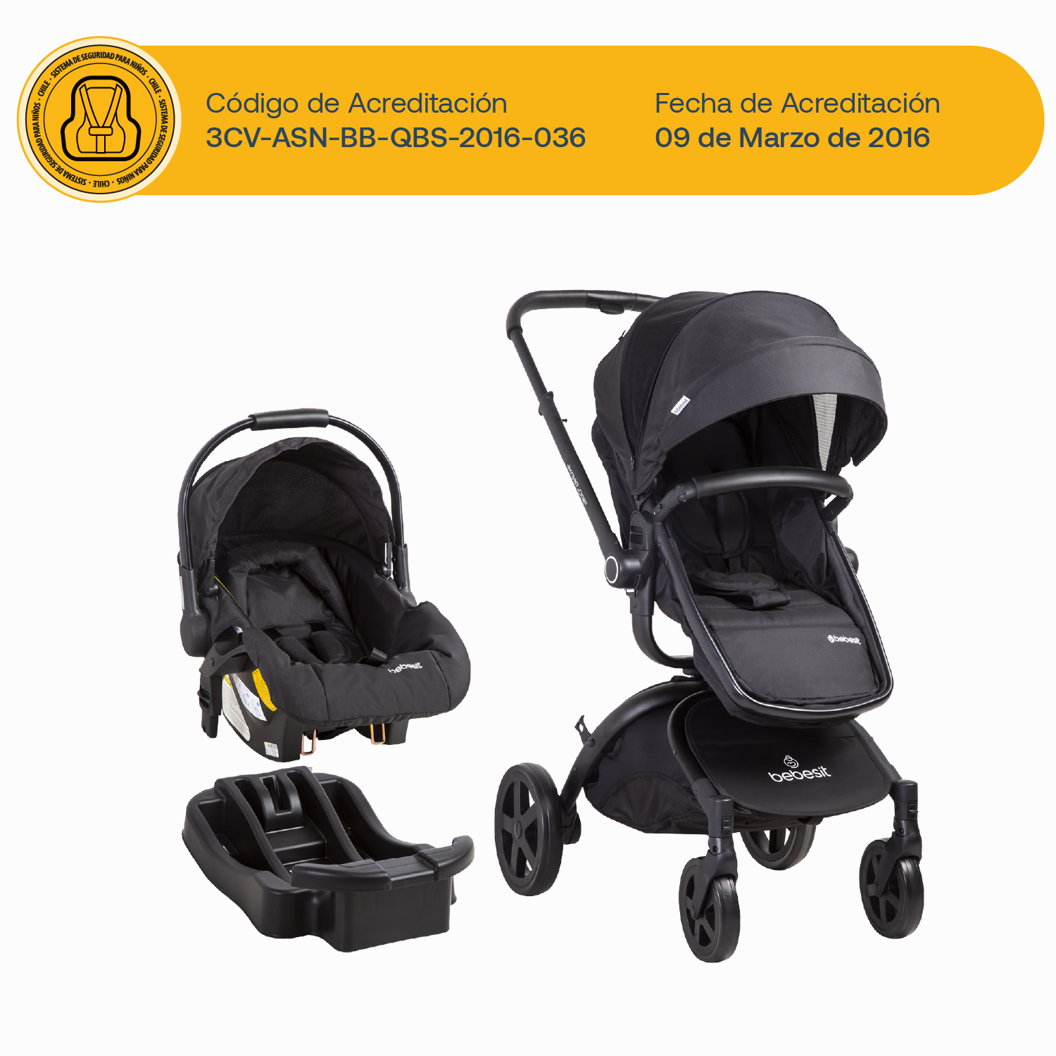 Coche Cuna travel system Deluxe 360° SX  Negro