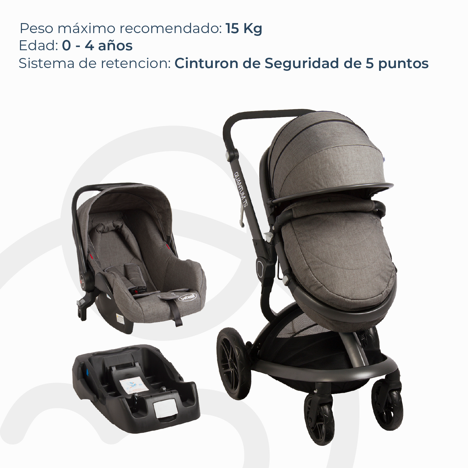 Coche Cuna travel system Quantum Gris