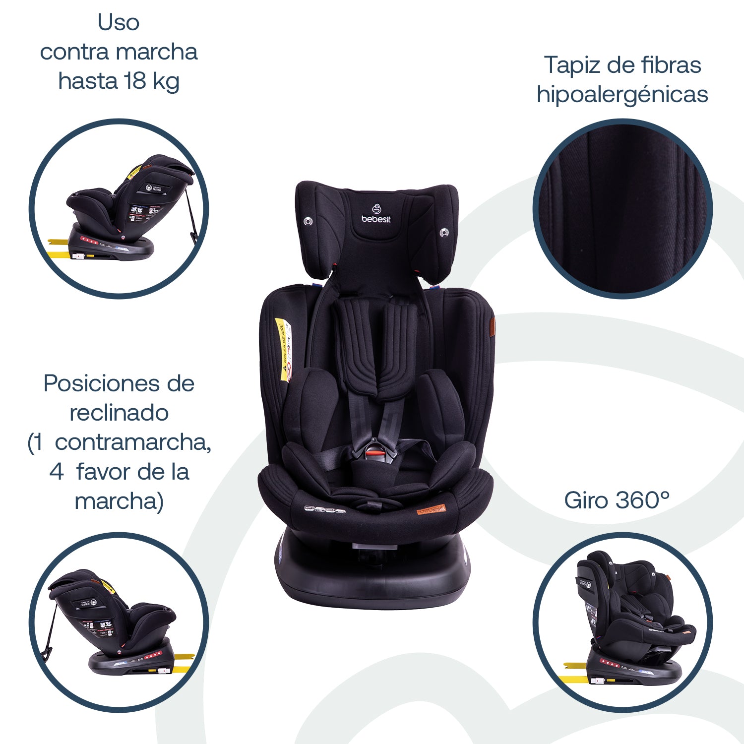 Silla de Auto Convertible Isofix Supra 360º Premium Negro