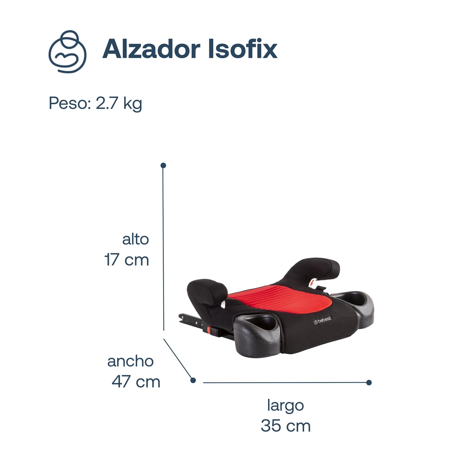 Alzador Isofix Rojo Bebesit