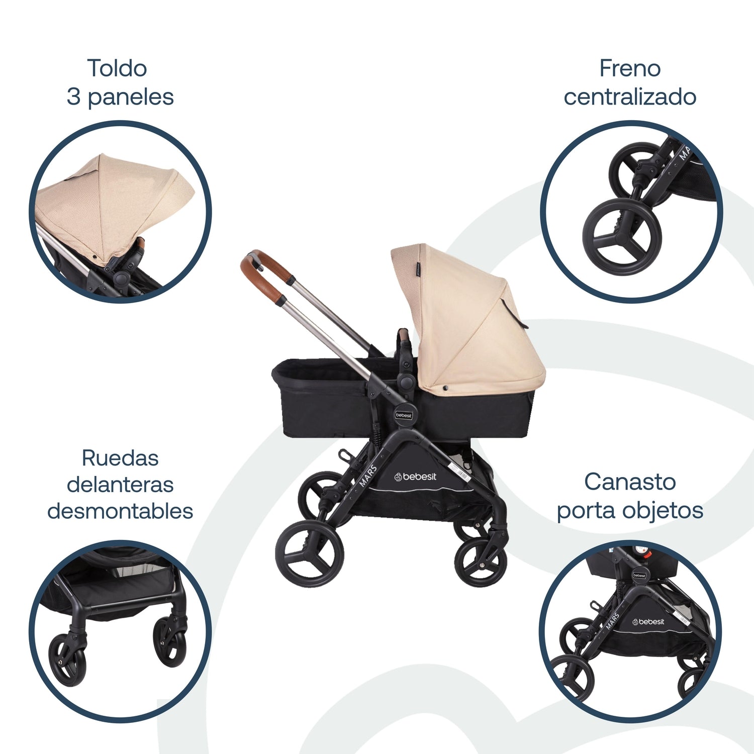 Coche Cuna travel system Mars LX Beige