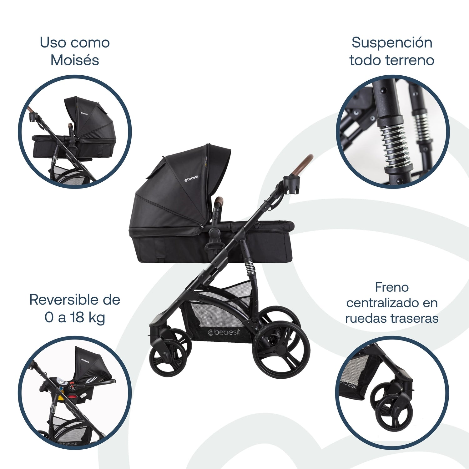 Coche Cuna Travel System Quest LX Negro