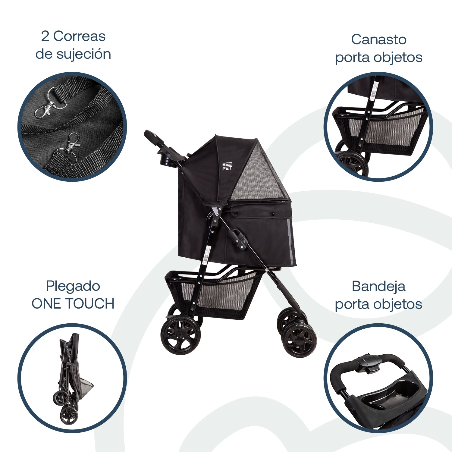 Coche Mascotas Plegable Pro Perro Gato Negro BeePet by Bebesit