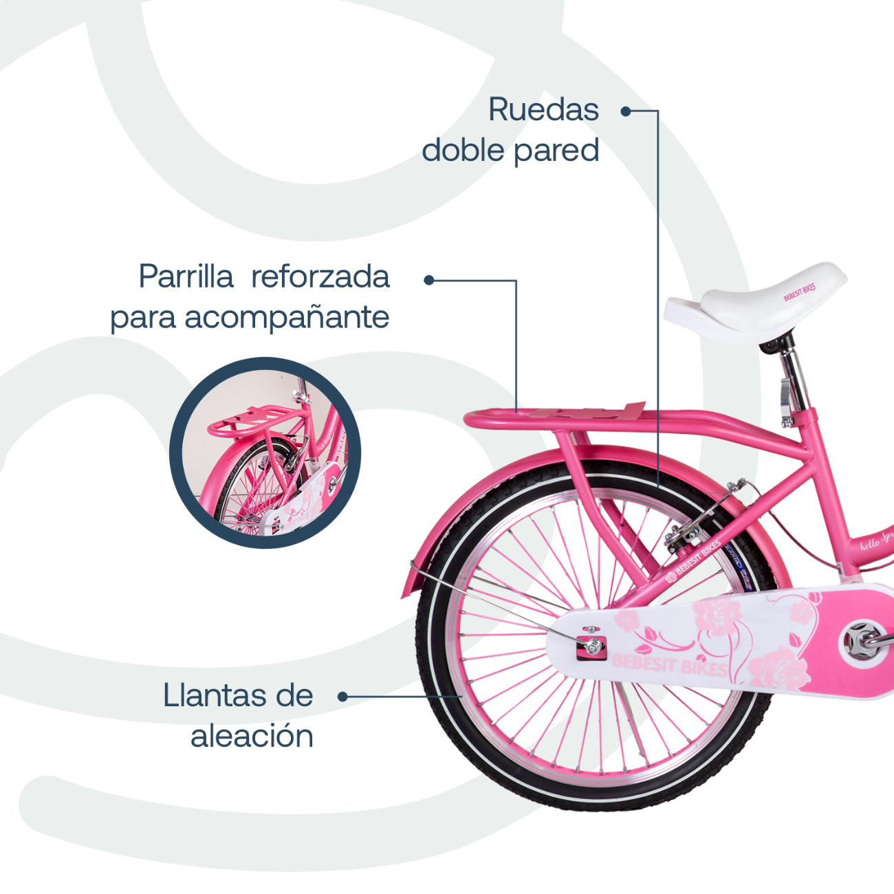 Bicicleta Infantil Queen Aro 20 Rosada