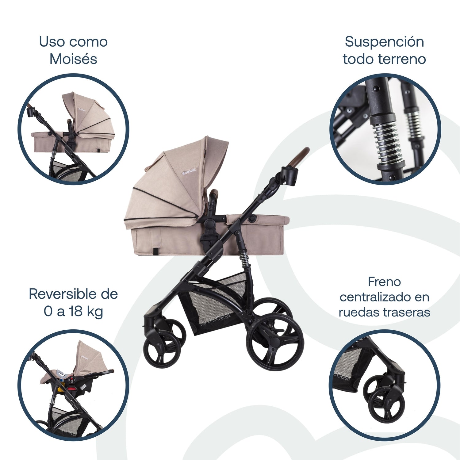 Coche Cuna Travel System Quest LX Beige