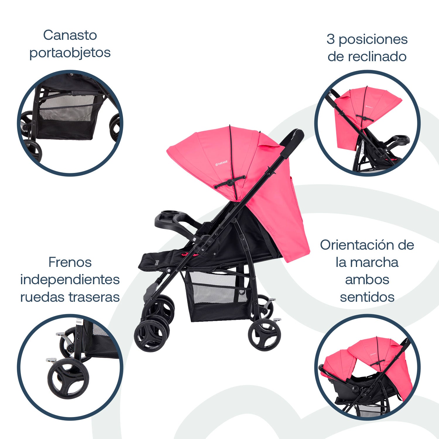 Coche Travel System Go Lite Rosado