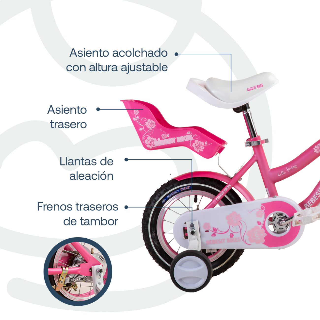 Bicicleta Infantil Queen Aro 12 Rosada