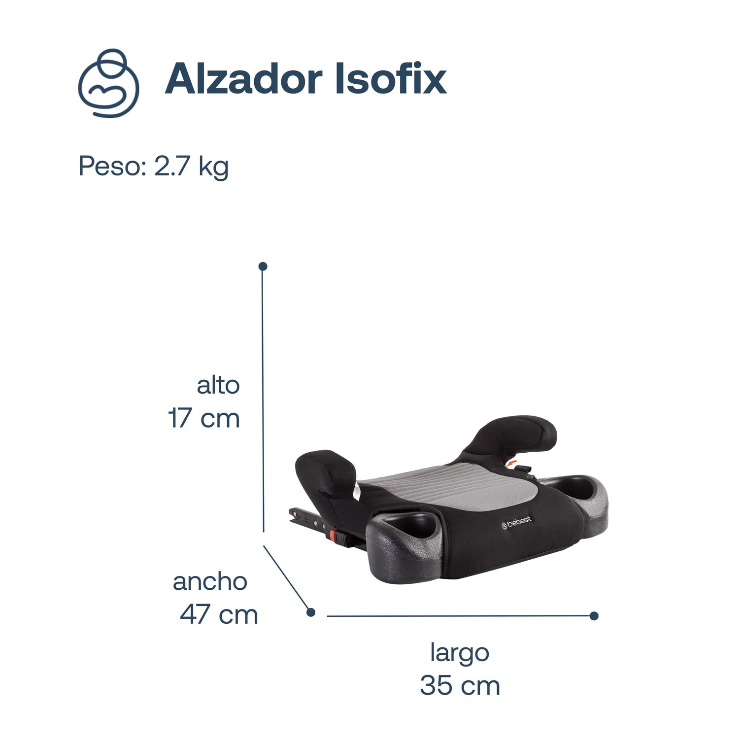 Alzador Isofix Gris Bebesit