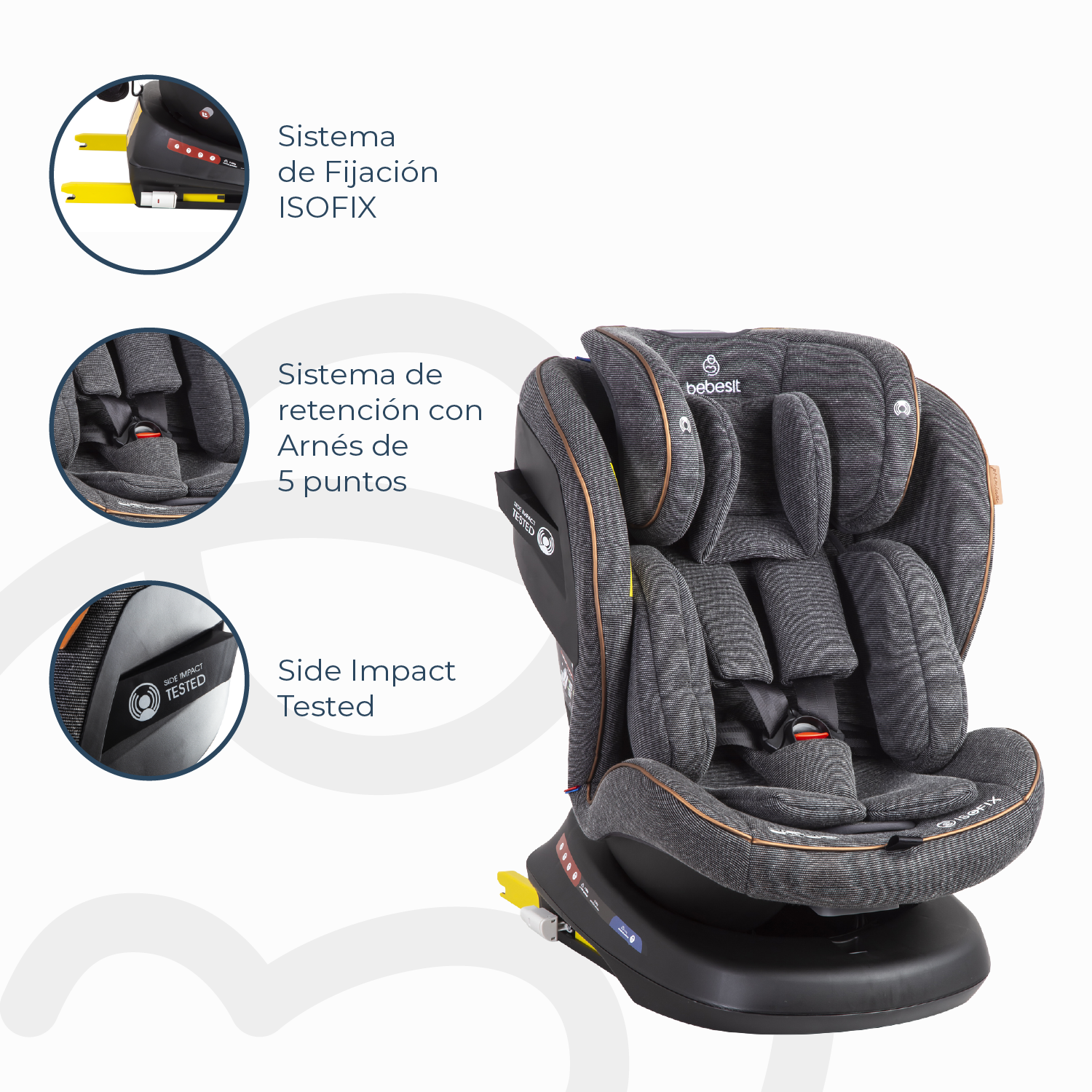 Silla de Auto Convertible Isofix Supra 360º Premium Gris