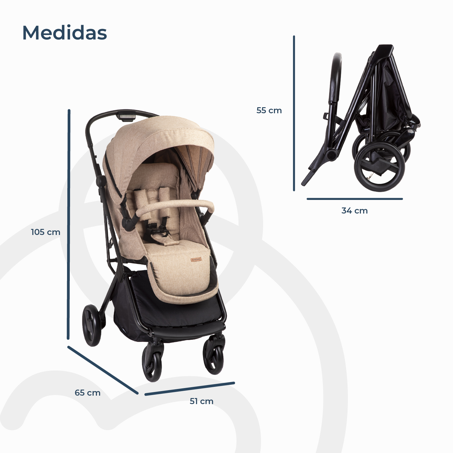 Coche Cuna travel system Swift 360 Beige