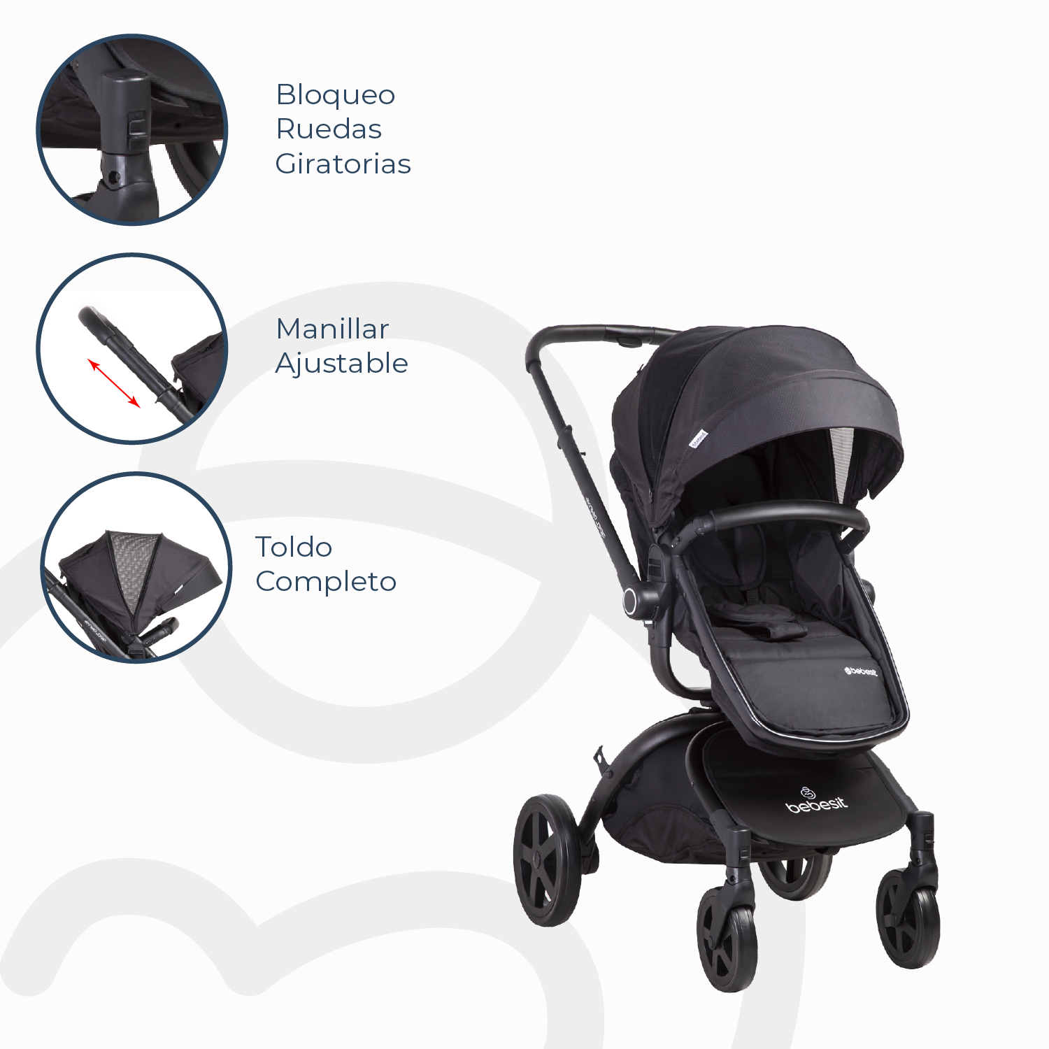 Coche Cuna travel system Deluxe 360° SX  Negro