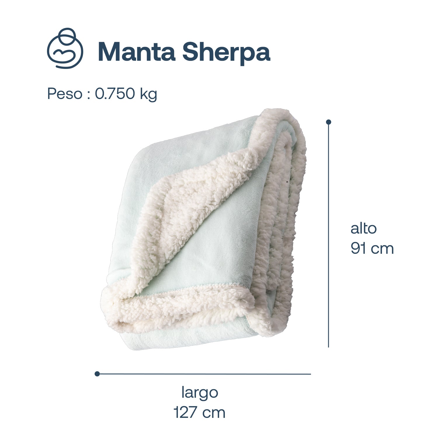 Manta Sherpa de polar  - Celeste