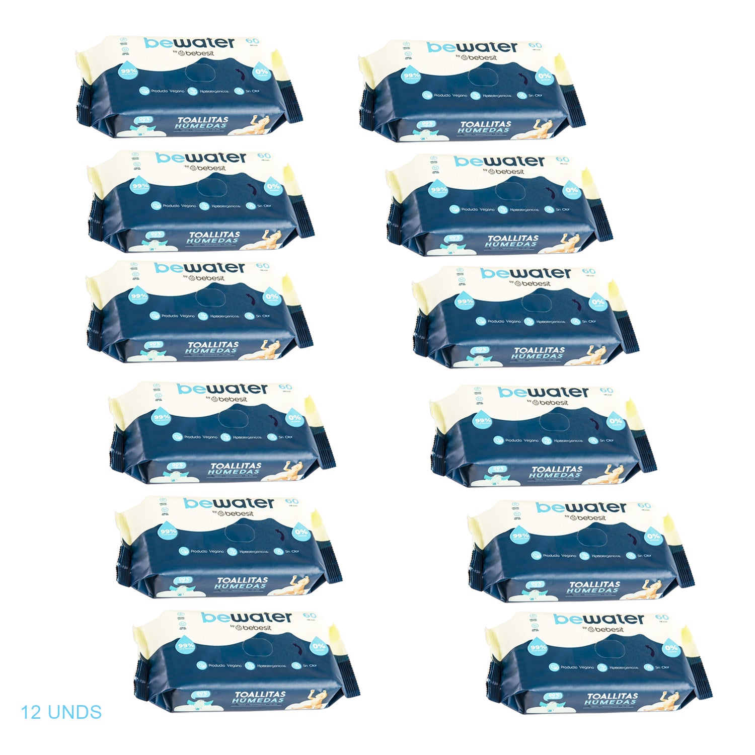 Wipes Toallitas Húmedas Be Water Bebesit Caja 12 paquetes 720 unidades