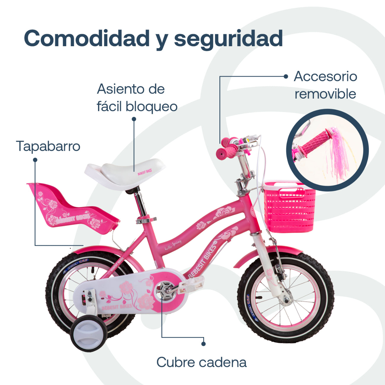 Bicicleta Infantil Queen Aro 12 Rosada