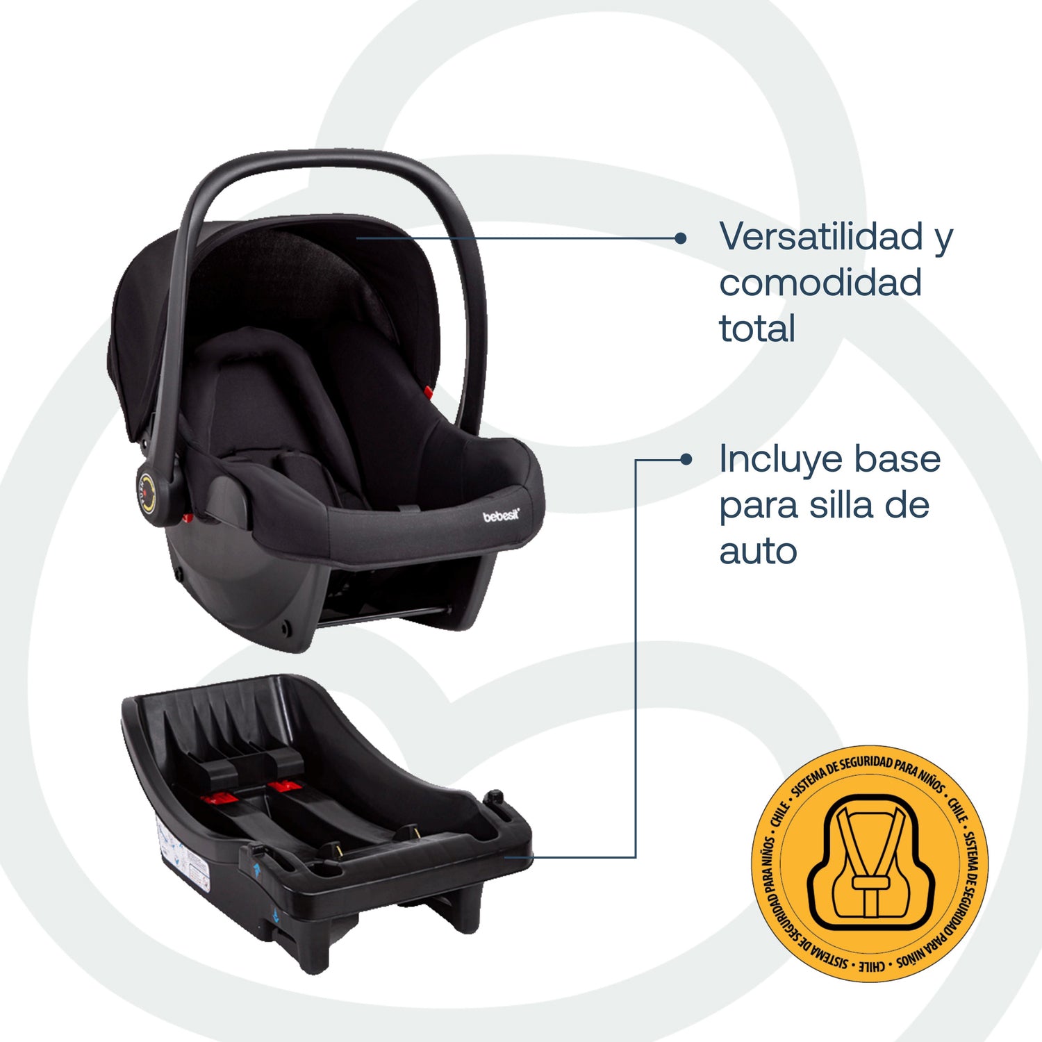 Coche Cuna travel system Swift 360 Negro