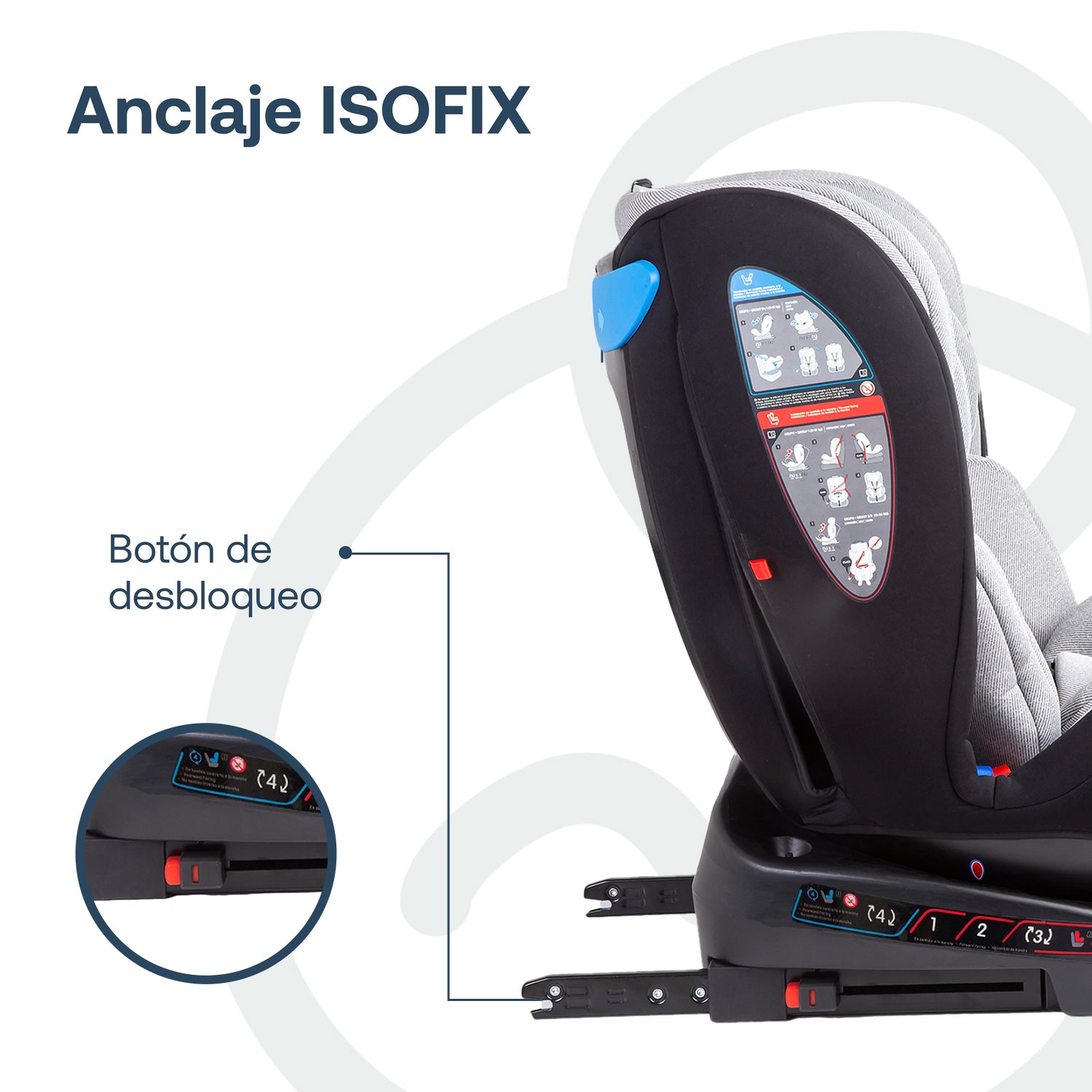 Silla de Auto Convertible 360° Isofix  Saturn Gris claro