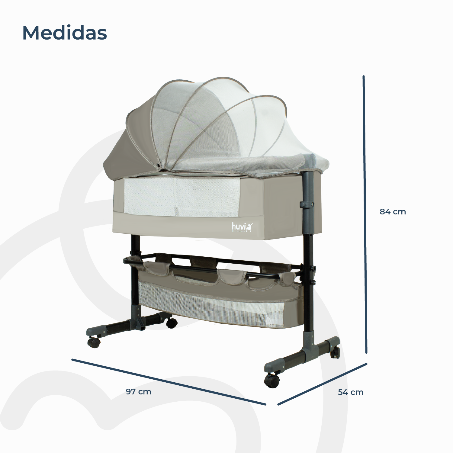 Cuna Colecho Cozy con Colchón Mosquitero y Canasto Beige Huvi