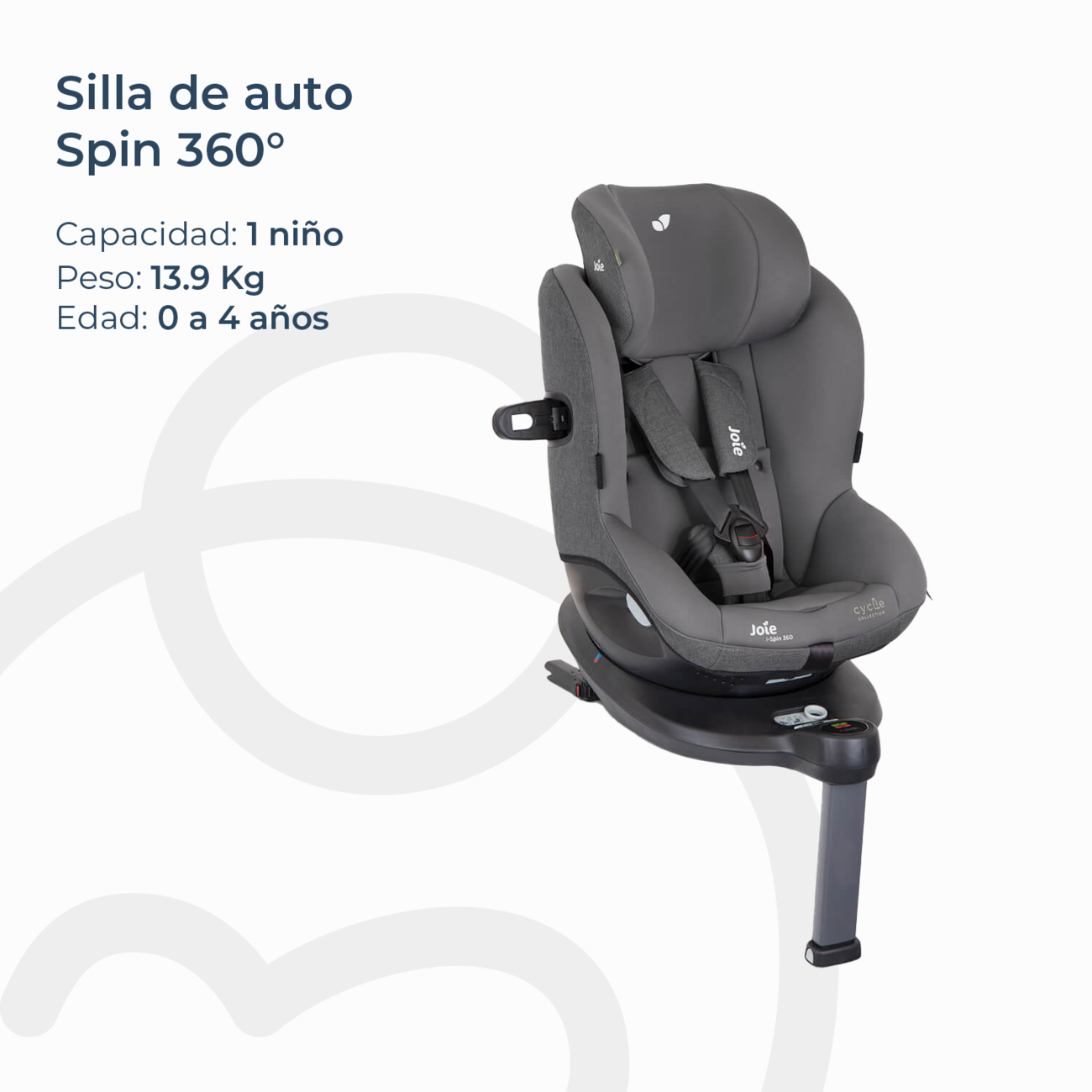 Silla de Auto Giratoria i-Spin 360 Shell Gray Joie