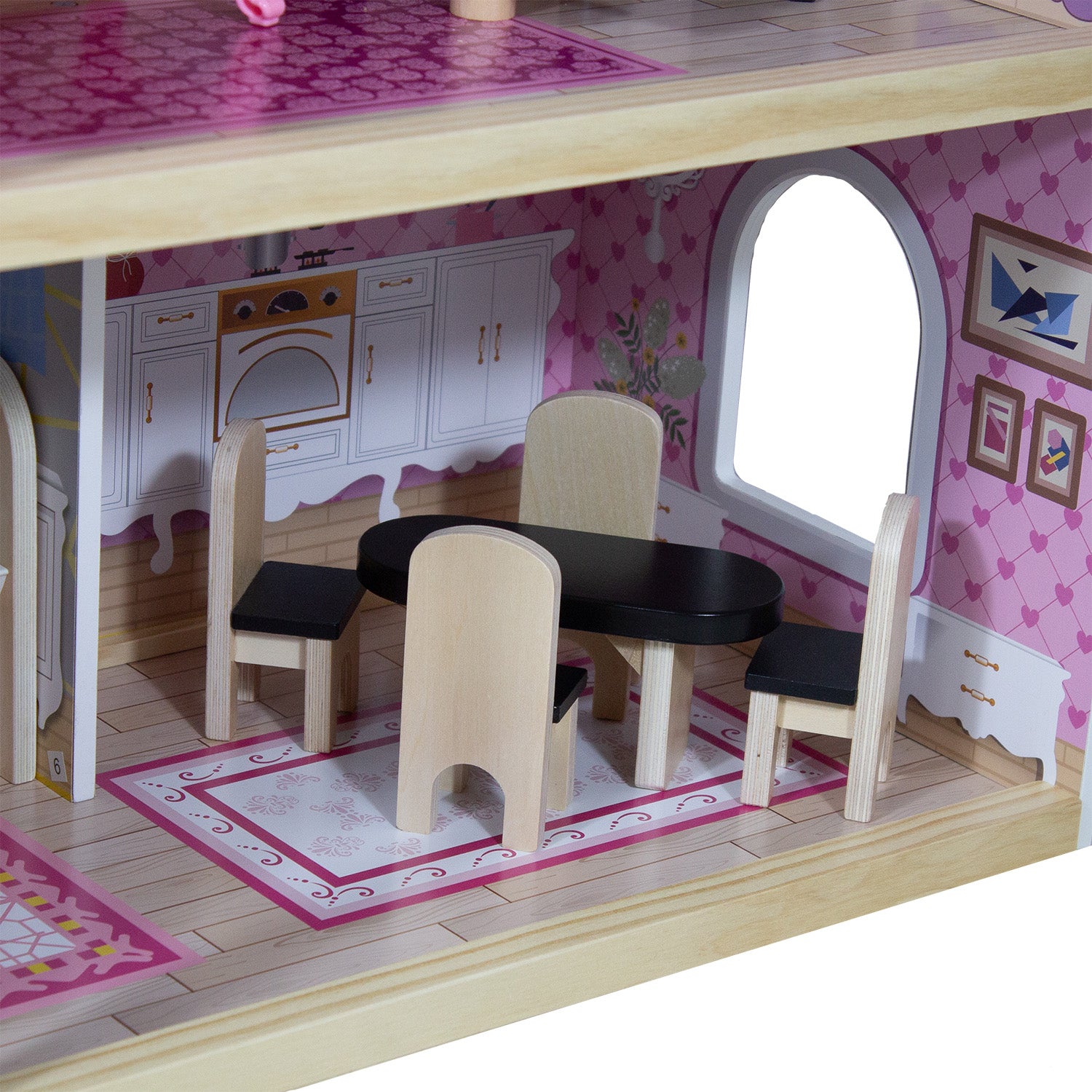 Casa de Muñecas + Muebles Madera Montessori Encantada