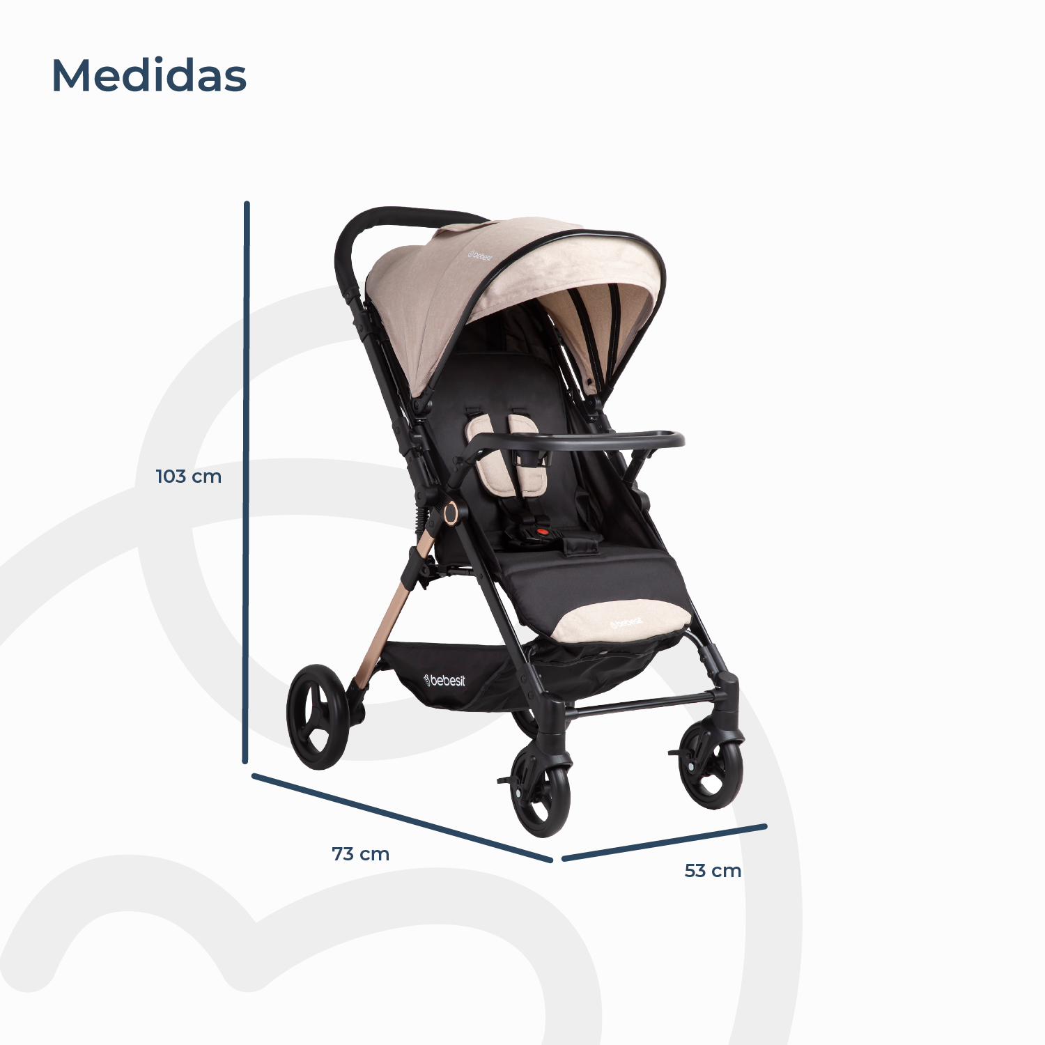 Coche de Paseo City Reversible con Bandeja Beige