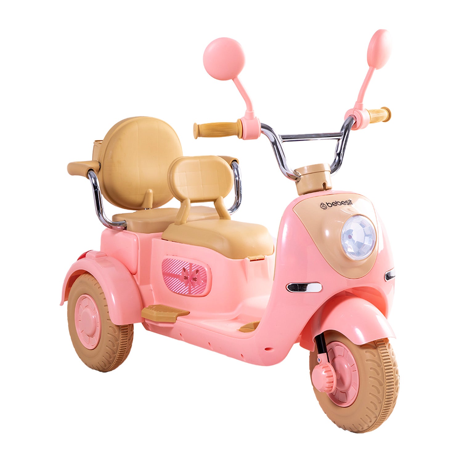 Moto Scooter Eléctrica Doble Rosa Bebesit