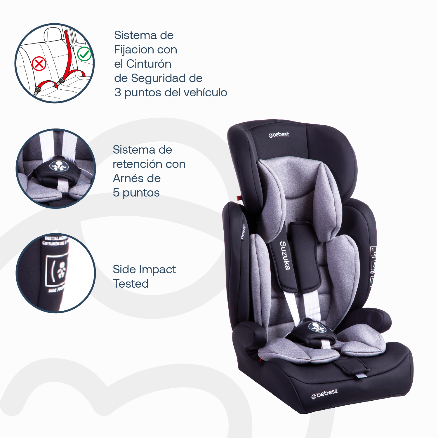 Silla de Auto Butaca Suzuka Gris