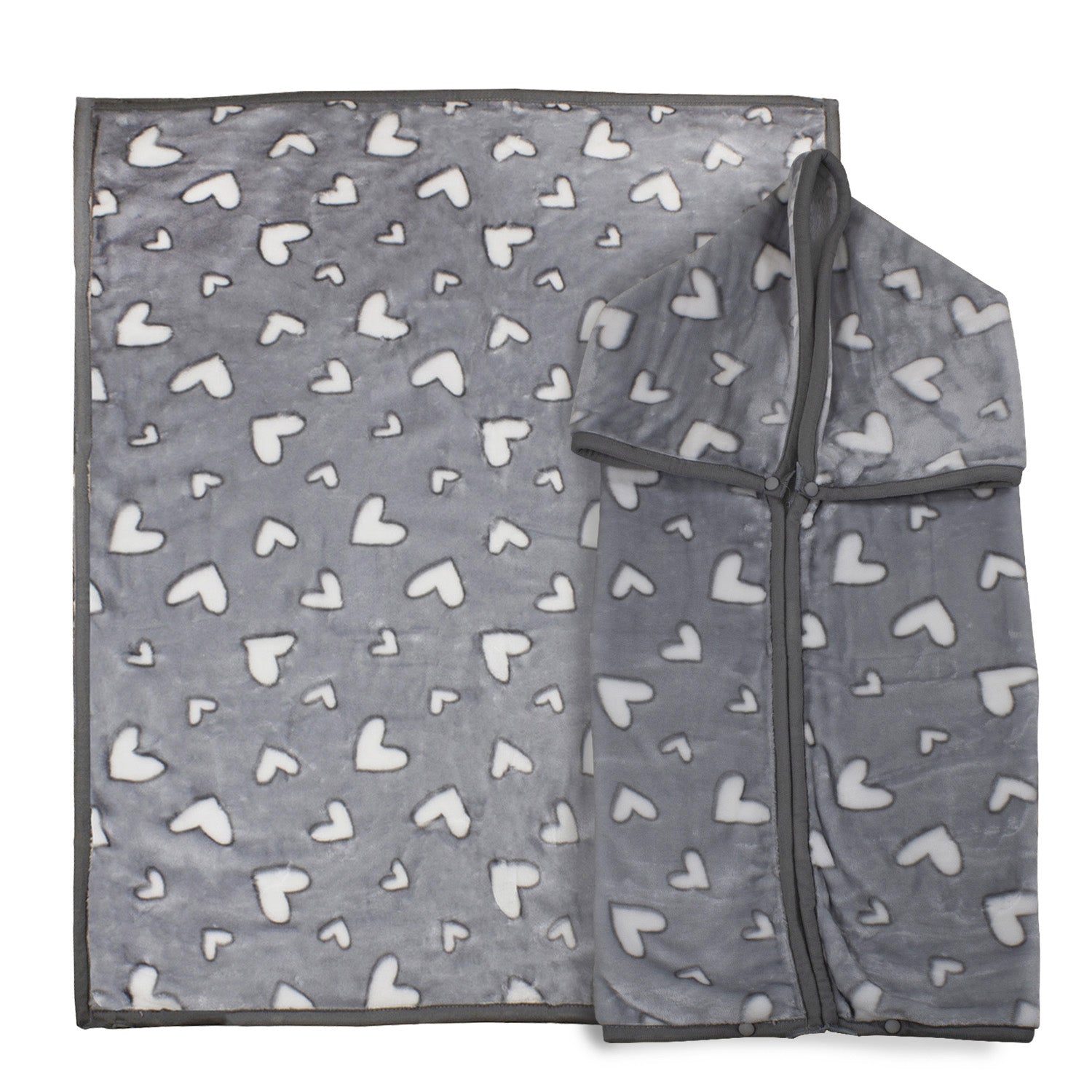 Saco con Broche Ultra Soft Corazones 80x110cm Gris Bebesit