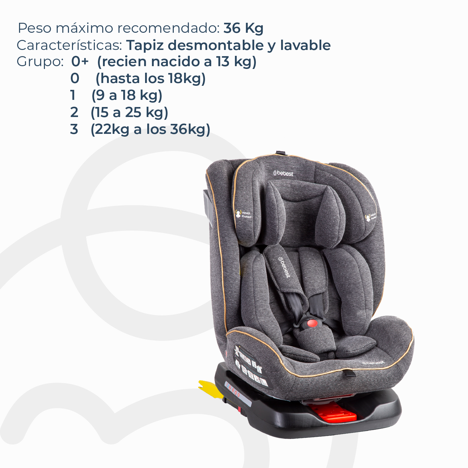 Silla de Auto Convertible 360° Isofix Supra Gris