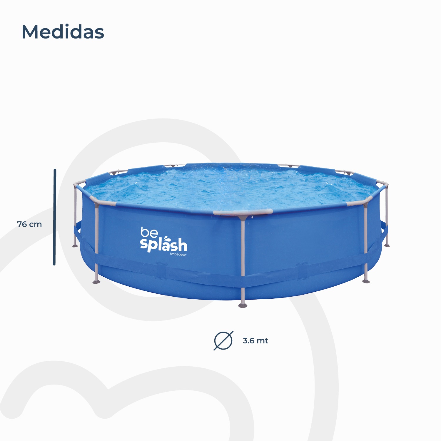 Piscina Estructural con Bomba y Cobertor 360x76cm BeSplash