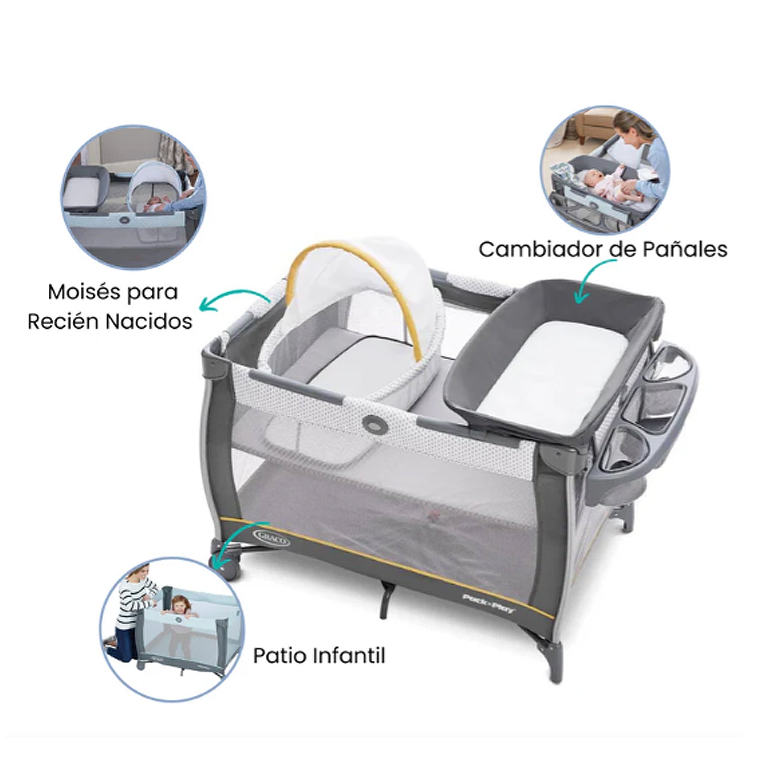 Cuna Pack and Play Care Suite Bassinet Playard Wells Graco