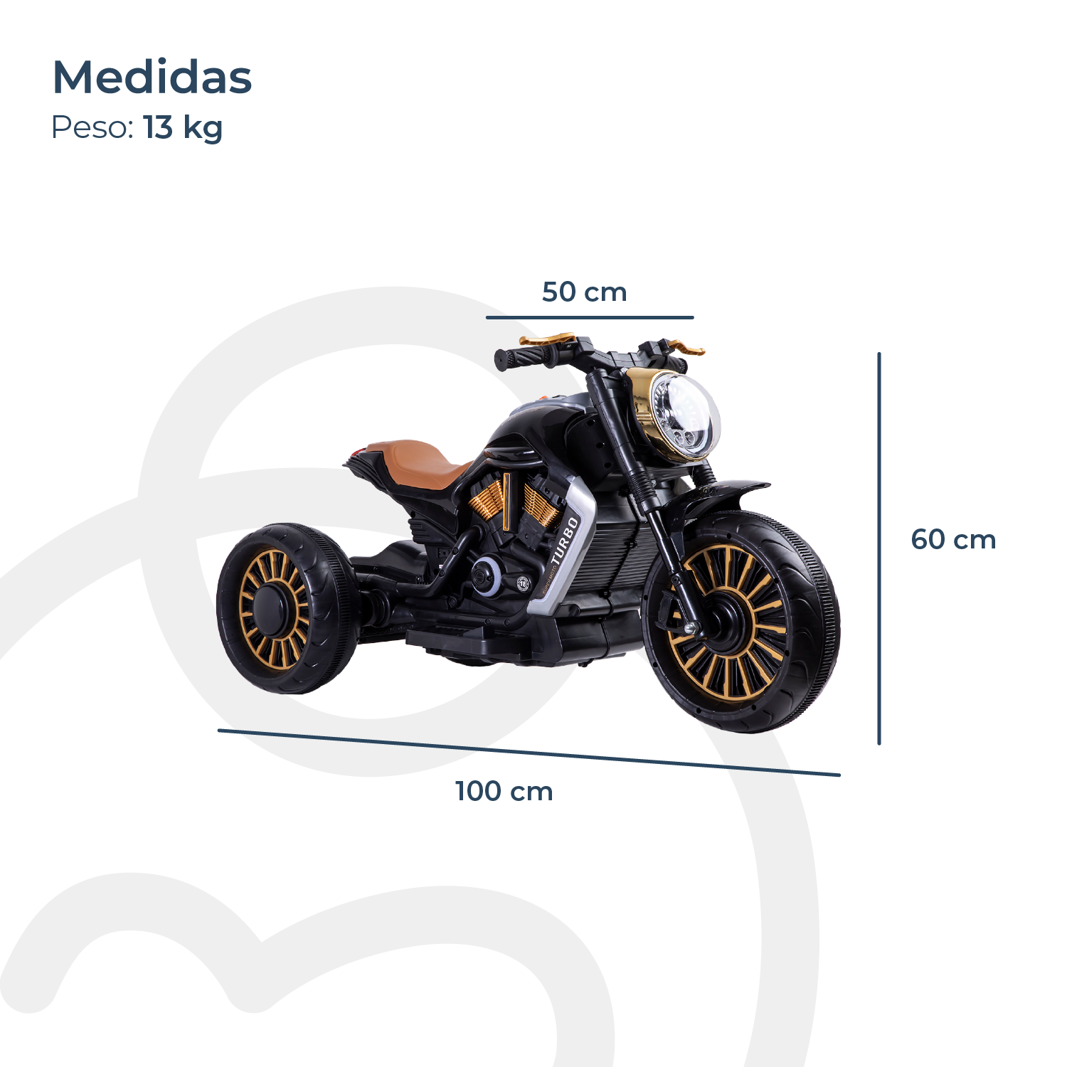 Moto 3 Ruedas a Batería Eléctrica SX Negra