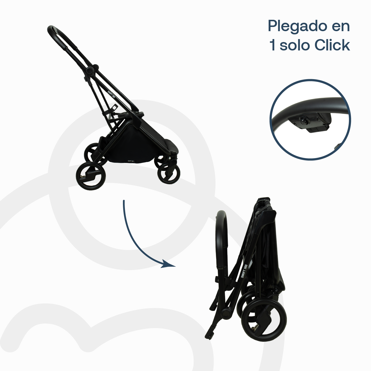 Coche Cuna travel system Swift 360 Gris