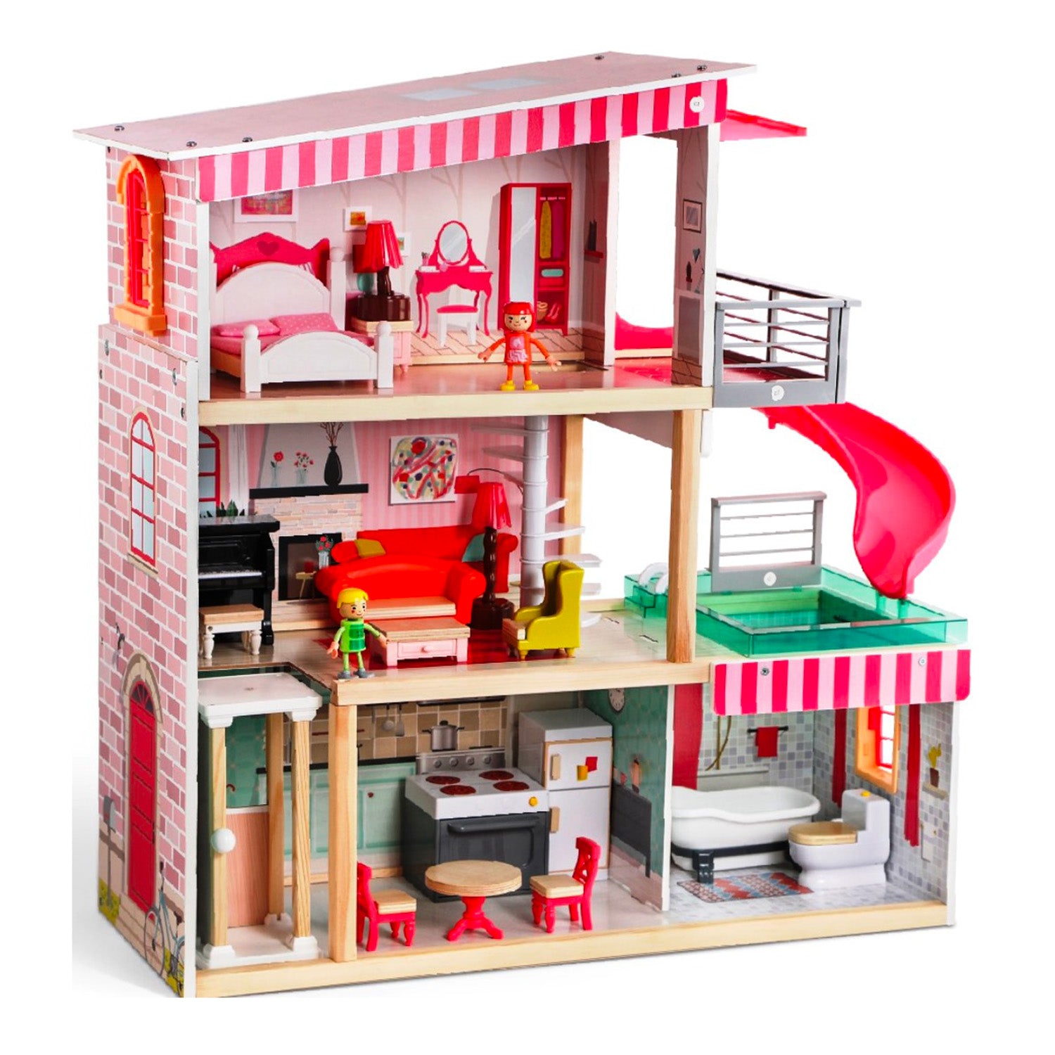 Casa de Muñecas + Muebles Madera Montessori  Bella