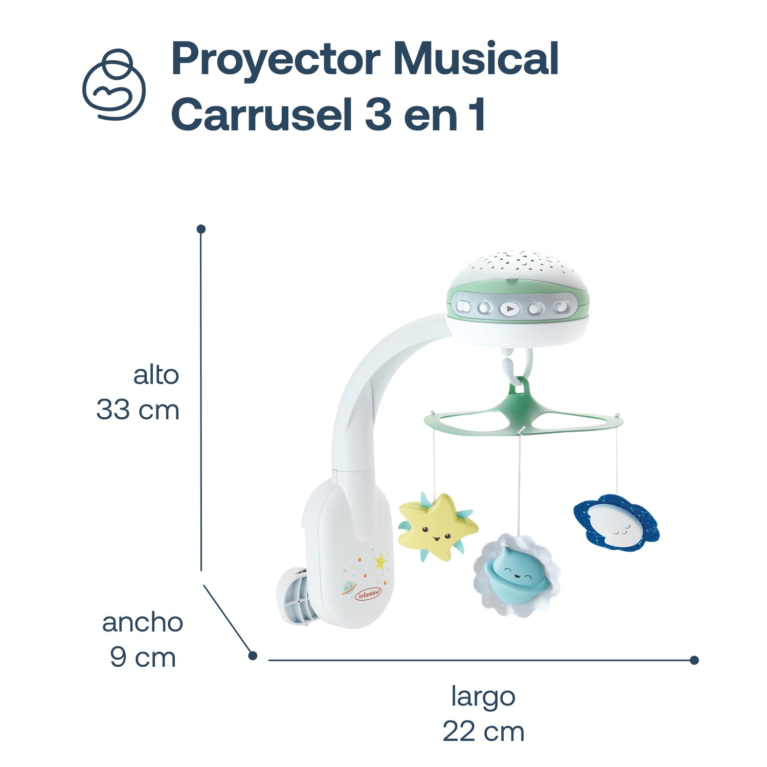 Móvil Proyector Musical 3 en 1 Verde Infantino