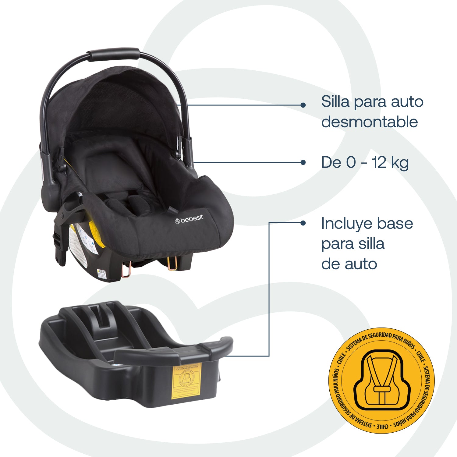 Coche Cuna travel system Deluxe 360° SX  Negro