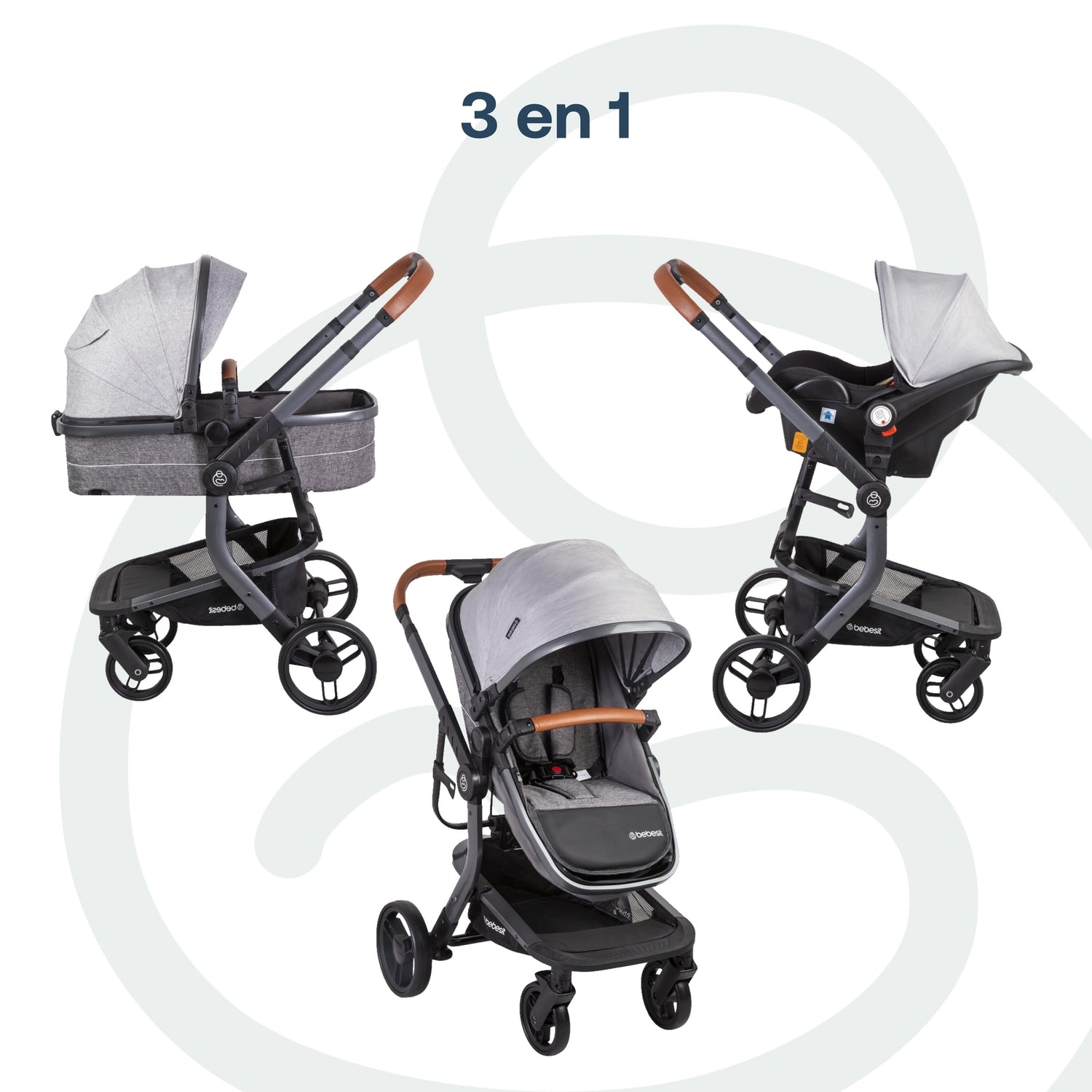 Coche Cuna travel system Taurus Gris