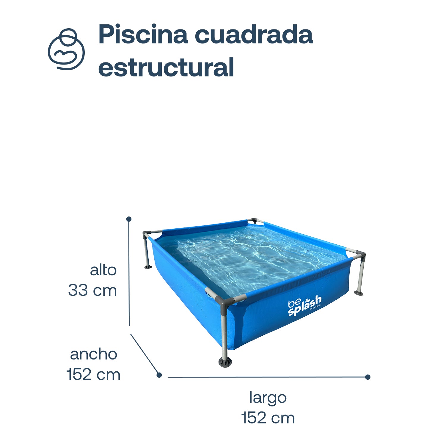 Piscina Estructural infantil de bebé 152x152x33cm BeSplash