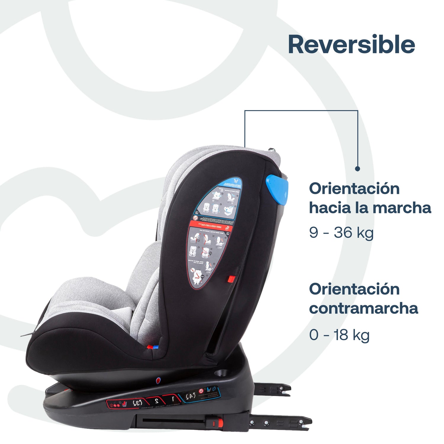 Silla de Auto Convertible 360° Isofix  Saturn Gris claro