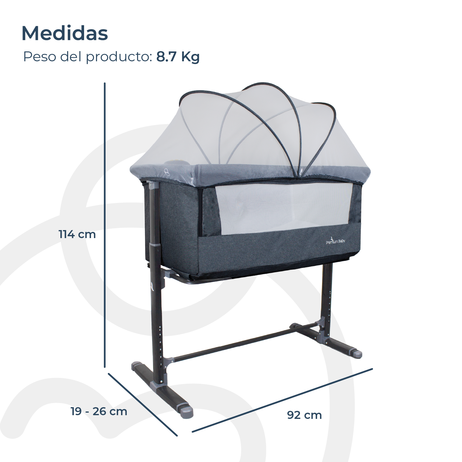 Cuna Colecho Con Dispositivo de Vibración Premium Baby Mix Bebesit Gris