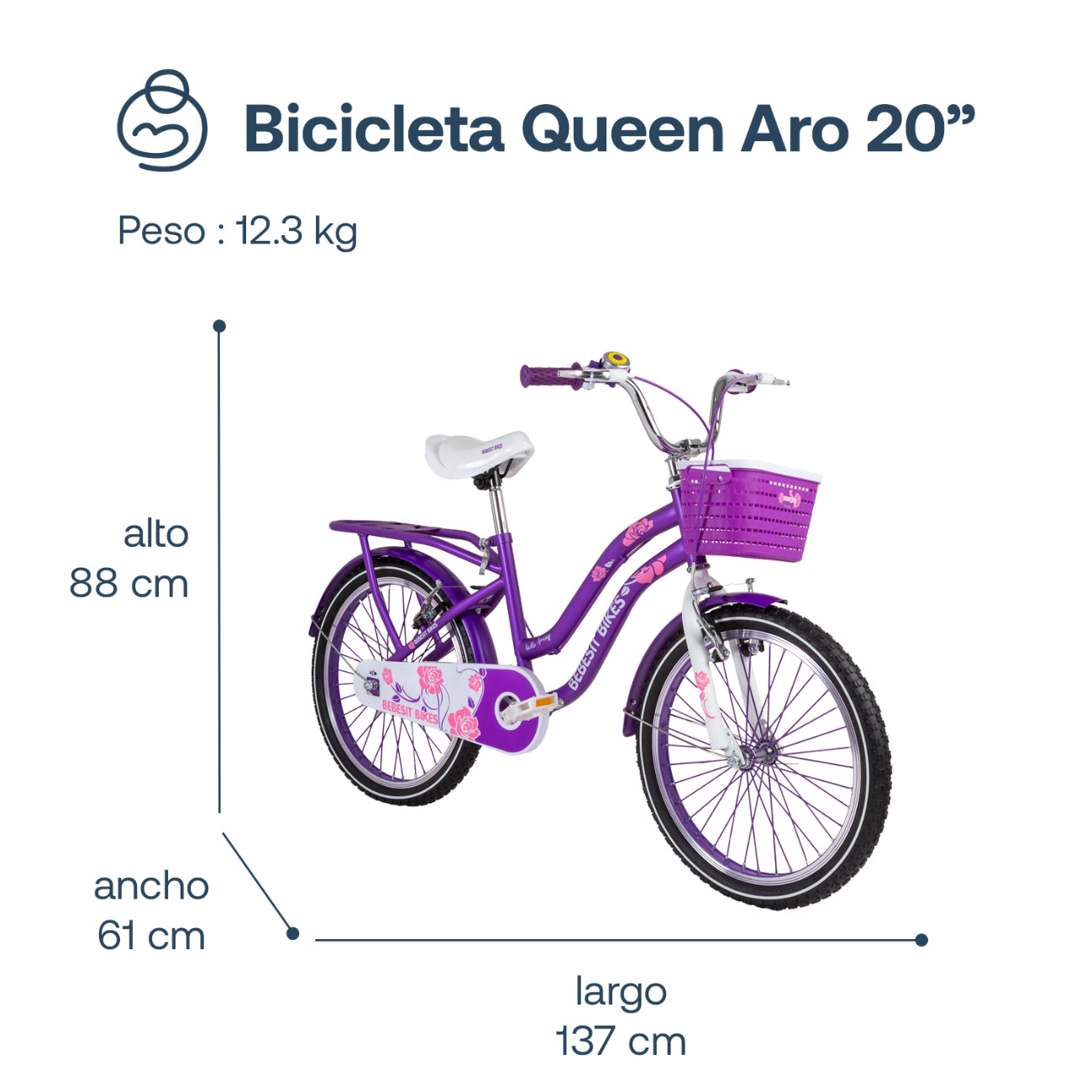 Bicicleta Infantil Queen Aro 20 Morada