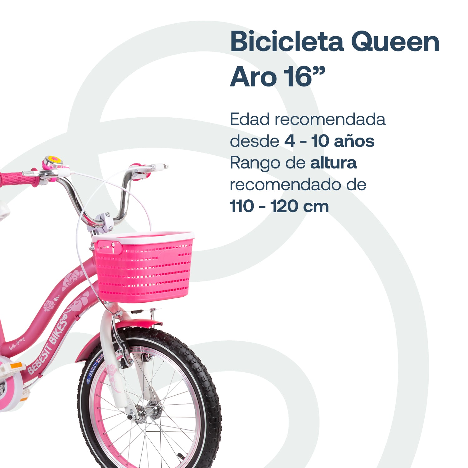 Bicicleta Infantil Queen Aro 16 Rosada
